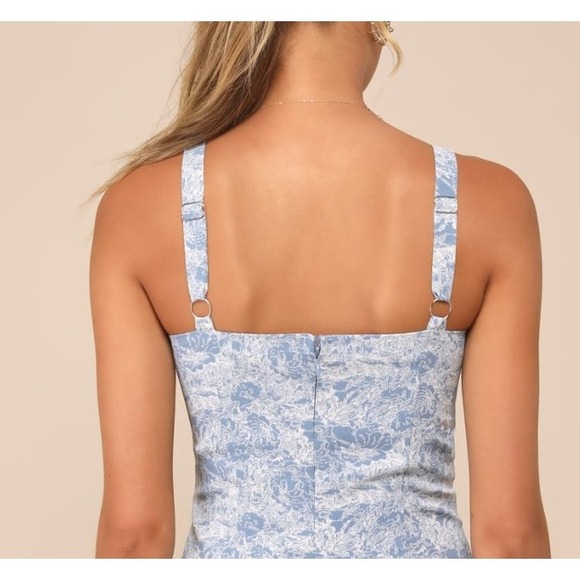 Lulus Women's Dress Exuberant Chicness Blue Floral‎ Sleeveless Mini Dress XL - Picture 3 of 12